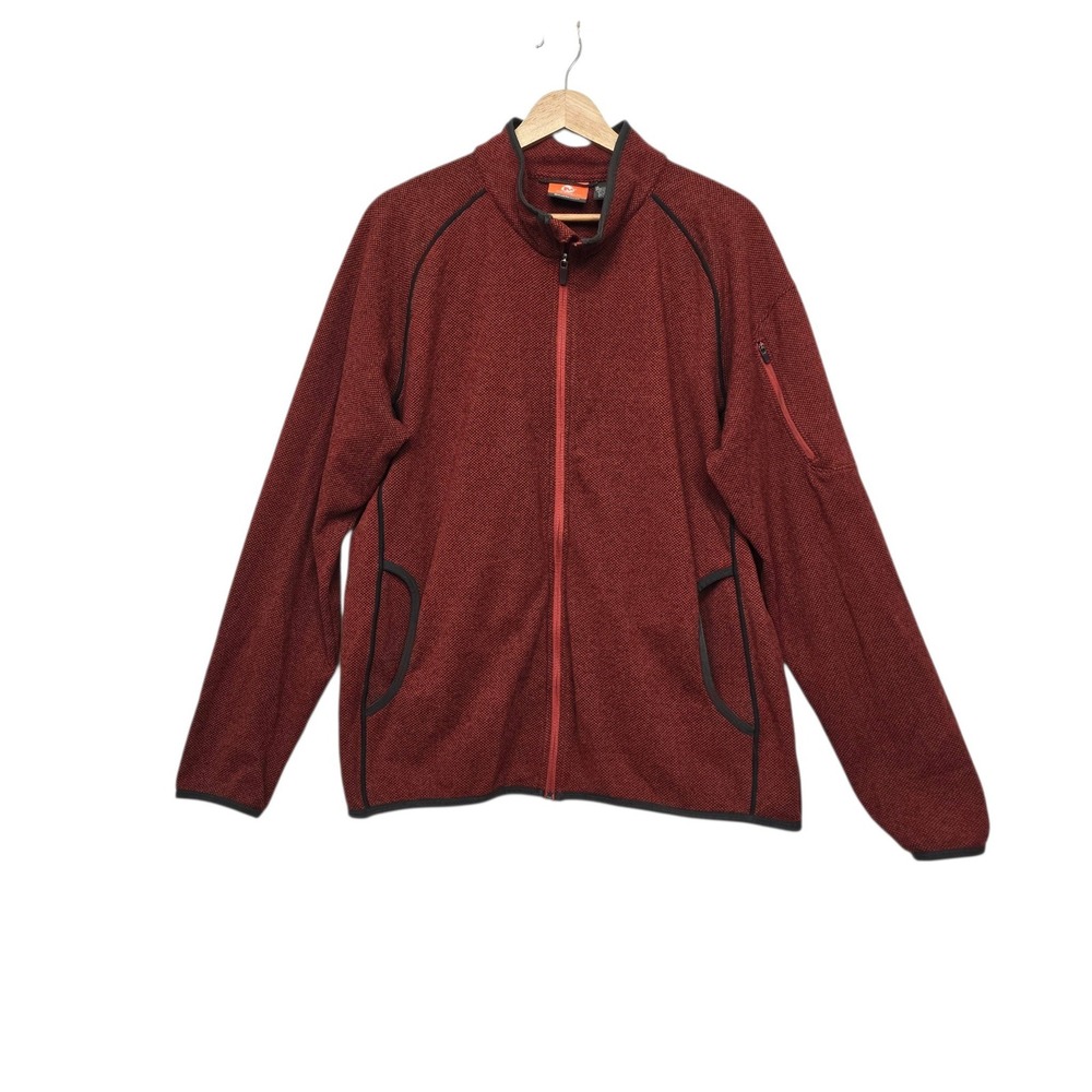 Merrell Select Regulate Mens Large Full Zip Sweater Jacket Red Orange Textured